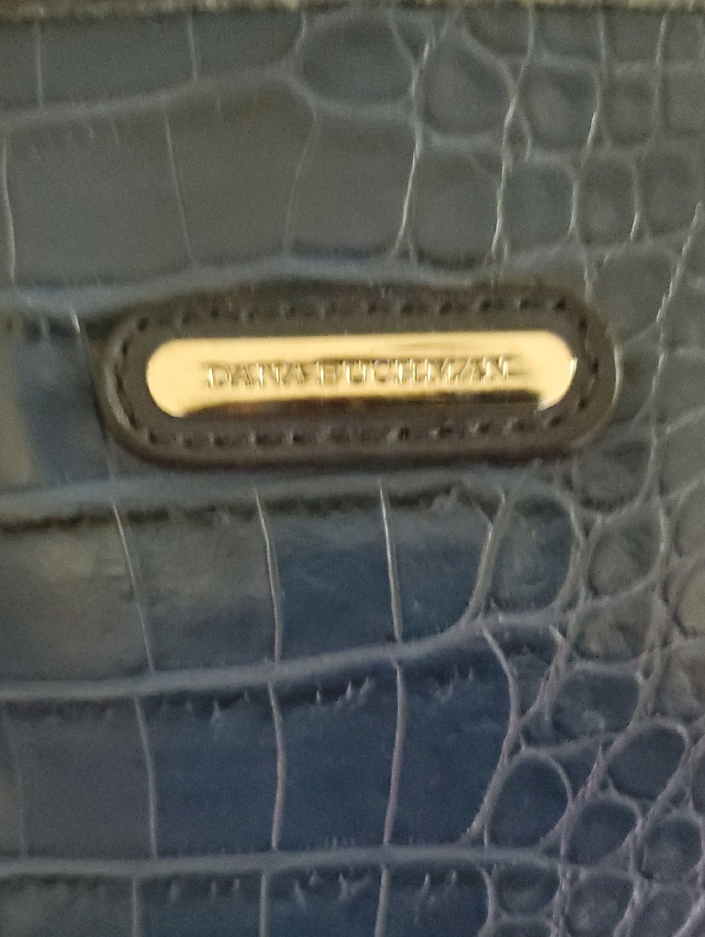 Blue Croc-Embossed Tote Bag by Dana Buchman - Picture 2 of 6